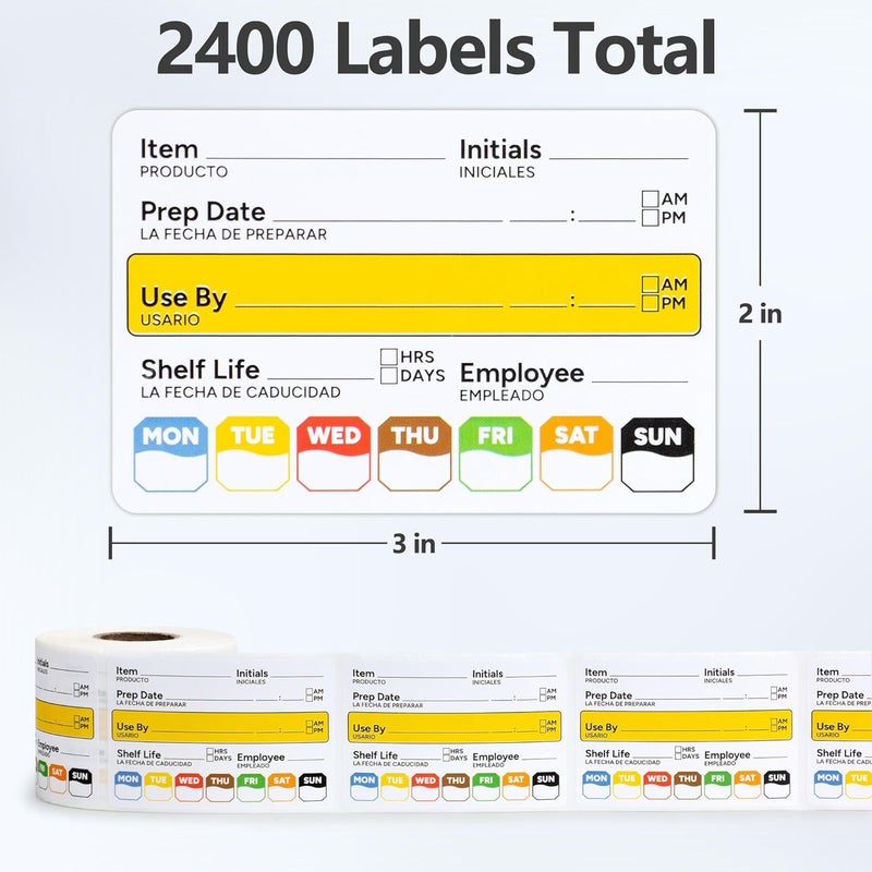 GUEER Restaurant Quality Shelf Life Food Rotation Labels Vinyl, 2” x 3” Self-Adhesive Removable Freezer Food Labels, Perfect for Reusable Containers, Easy to Remove, Food Safety Date Sticker (8 PCS) - Image 3
